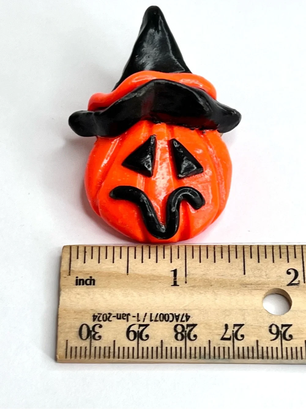 Halloween Pumpkin Witch Hat Brooch Orange Black Jack O Lantern Pin